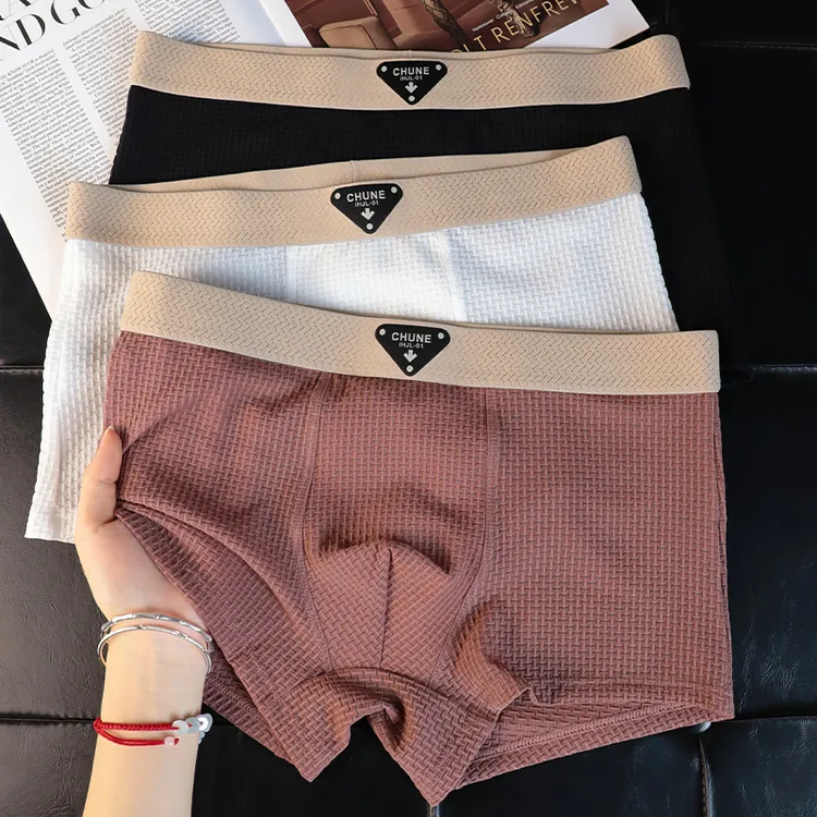 薄款透气男平角内裤撞色棉男内裤韩版青年大码个性四角裤