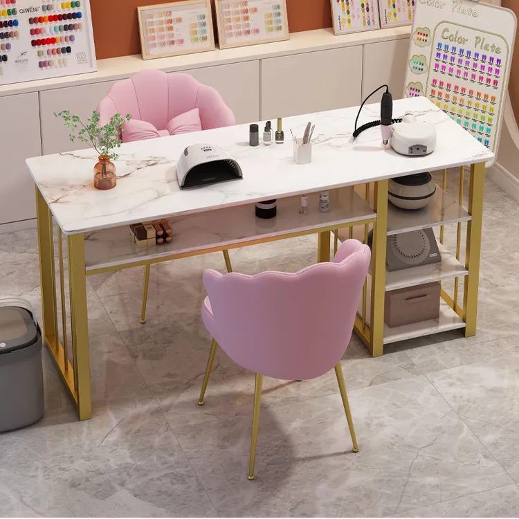 美甲桌带桌椅现代简约单人双人美甲台网红美甲店沙龙家具指甲桌