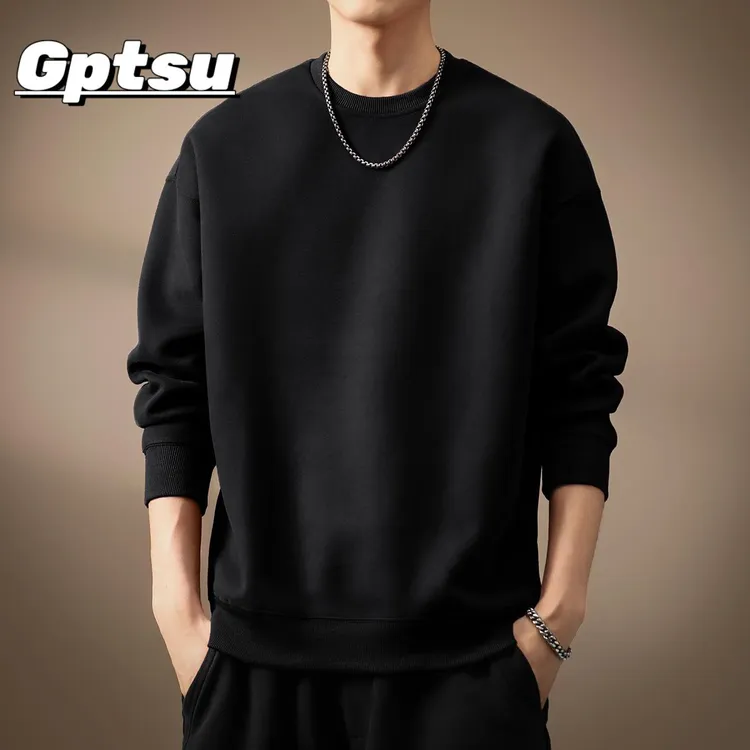 GPTSu高端潮牌重磅基础款卫衣男士春秋新款宽松圆领长袖T恤打底衫