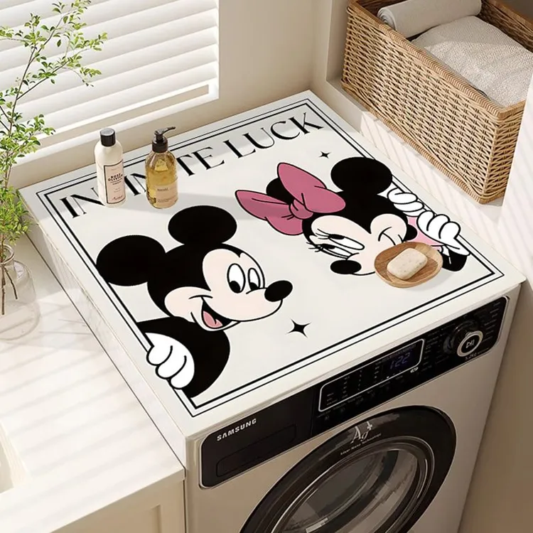 滚筒洗衣机盖垫台面保护垫卡通防晒吸水防尘罩冰箱盖布床头柜垫子