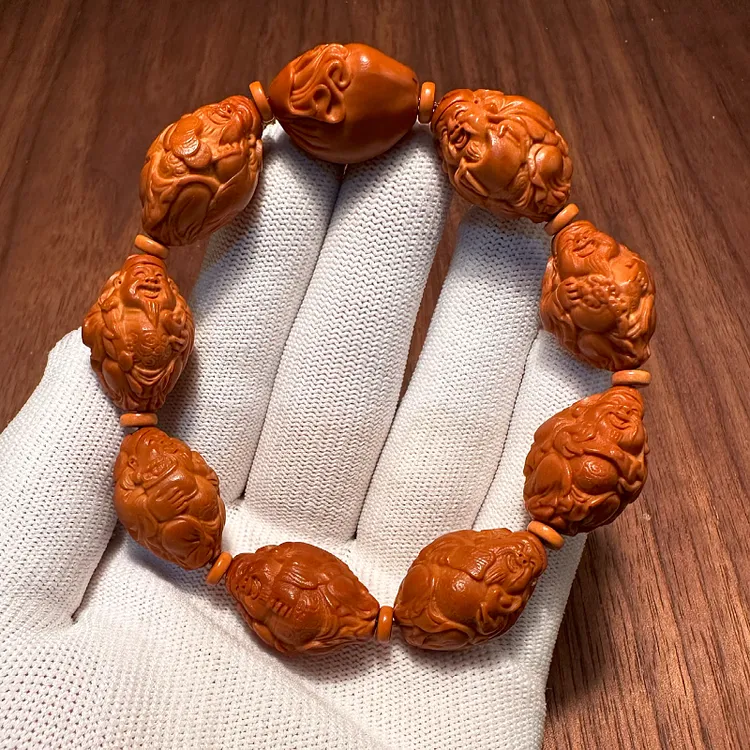 八大财神高端橄榄核手串男款八方来财单圈男士送礼核桃文玩手持串