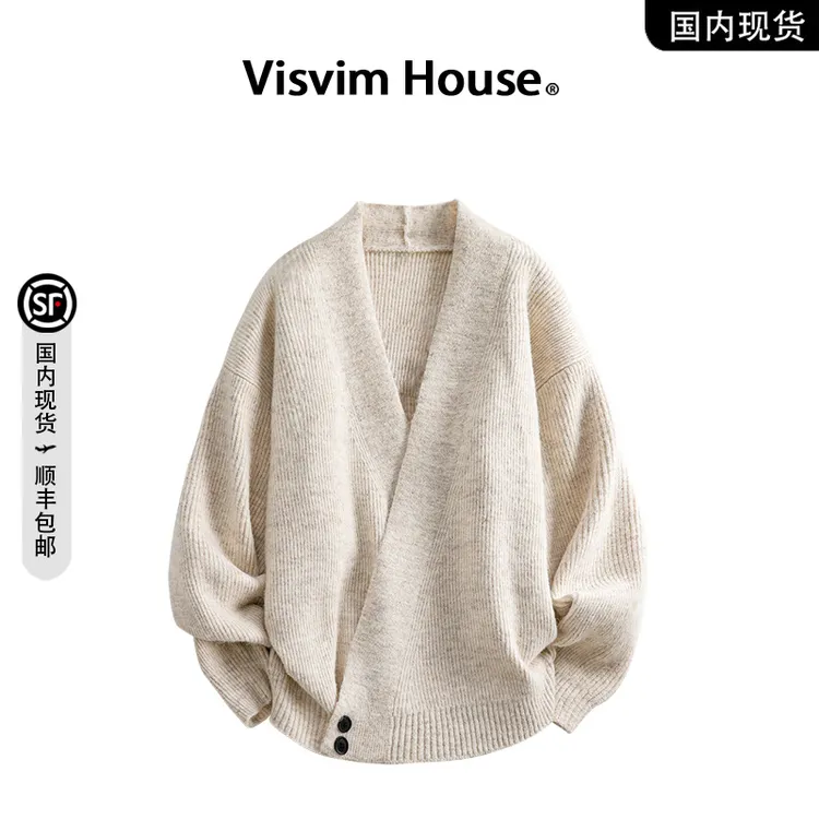 【品牌现货撤柜】VISVIM WINGS春秋季针织衫慵懒老钱风开衫毛衣男士