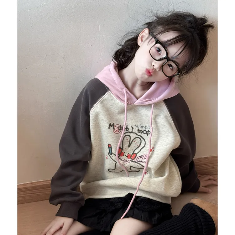 女童卫衣秋装2025新款儿童超好看套头衫大童女孩春秋百搭连帽上衣