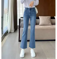 无链条22829#毛边微喇牛仔裤女