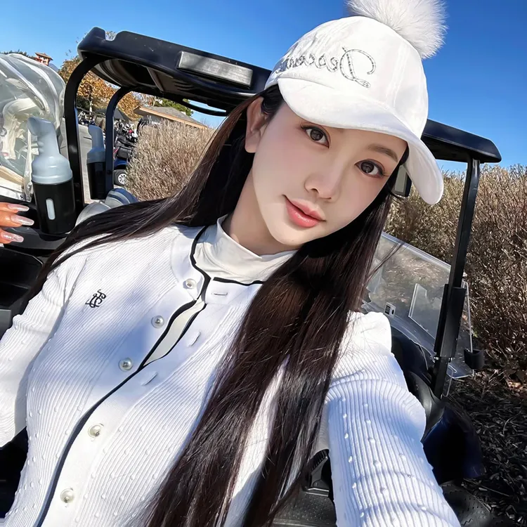 宋智雅韩版高尔夫女装长袖针织开衫毛衣保暖舒适弹力高端运动球服