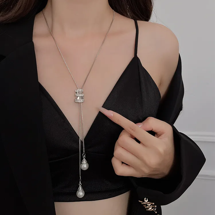 CUOOYINO/初影 铜合金项链 【晶莹】精致百搭项链设计感长款毛衣链
