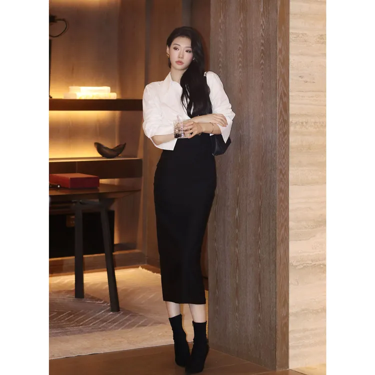 JIJINQI秋款常规修身气质长裙新款时尚衬衫连衣裙女  JD08LZXL968