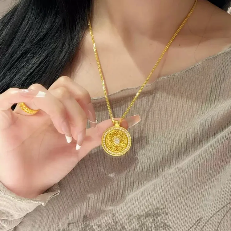 铜合金项链 【八宝罗盘项链】复古镂空吉祥如意百搭锁骨链