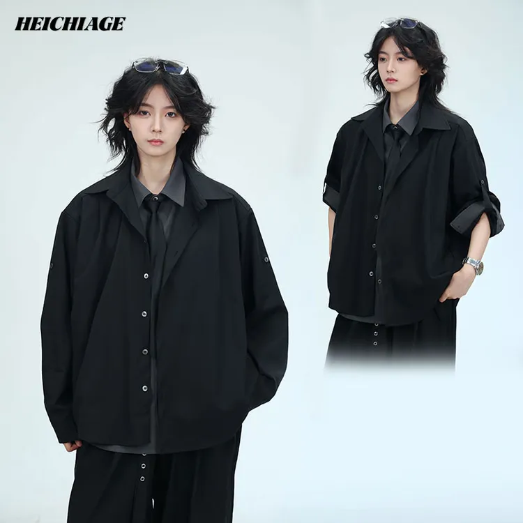 heichiage原创假两件西装衬衫男女高级感穿搭小众雅痞外套