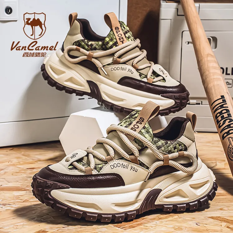 VANCAMEL/西域骆驼男士休闲百搭透气潮流潮鞋厚底跑步鞋子时尚ins