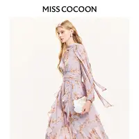 missCOCOON紫色法式碎花公主裙25雪纺裙0146