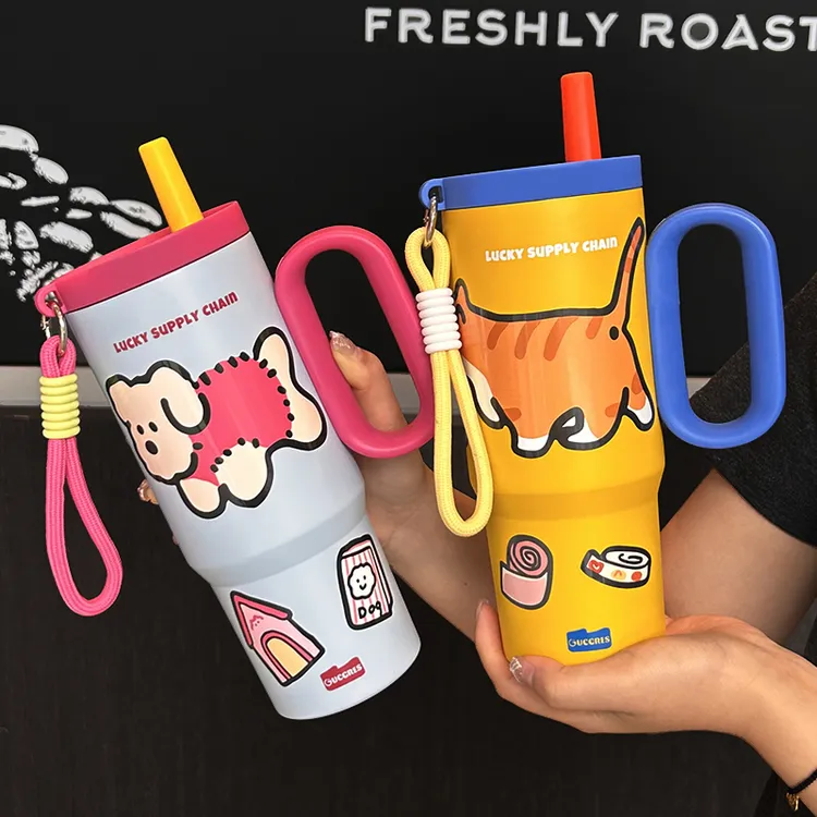 绚青巨无霸保温杯大容量水杯吸管保冰保冷车载高颜值冰霸王杯情侣