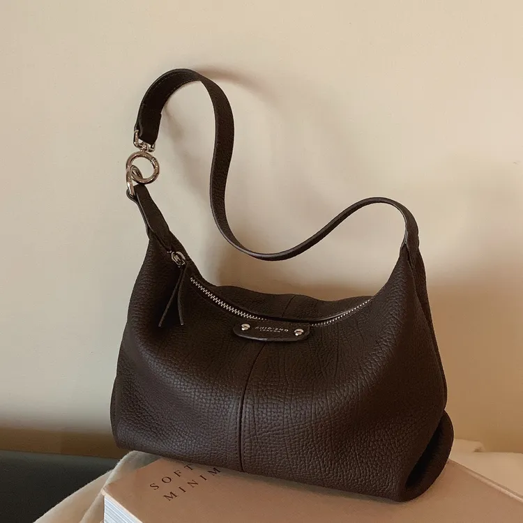 南风Chio2nd托特包包腋下女深棕荔枝纹hobo包通勤单肩斜挎包