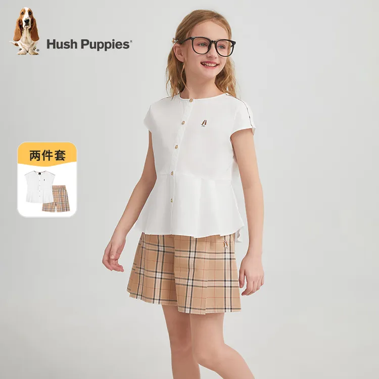 【背心短裤套装】暇步士童装2025年夏季新款经典格纹学院风时尚套装
