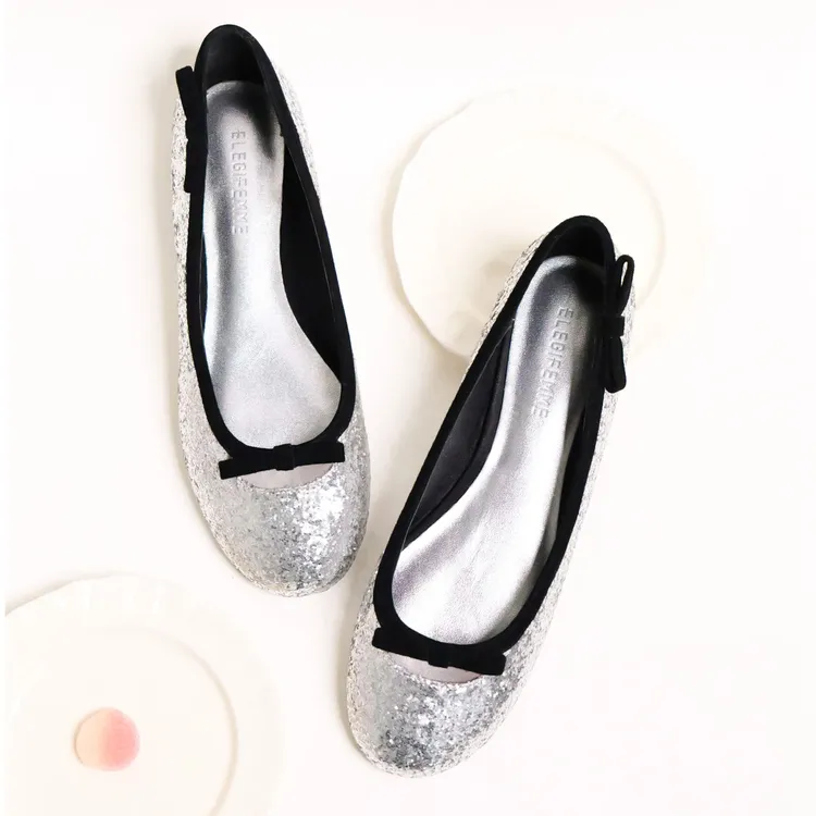 【张子萱同款】Elegifemme原创24春夏Bella芭蕾舞鞋平底银色单鞋女