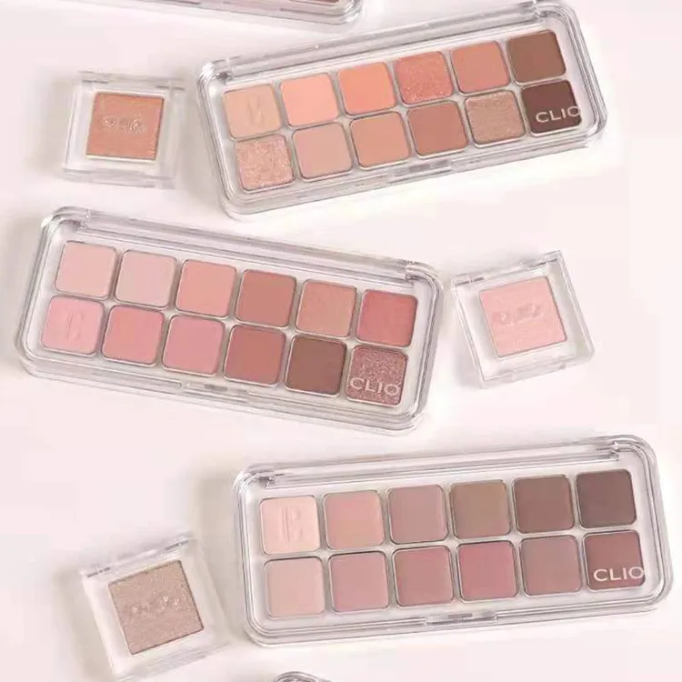 韩国新款clio眼影盘12色哑光珠光持久易上色修容盘自然01空气感03