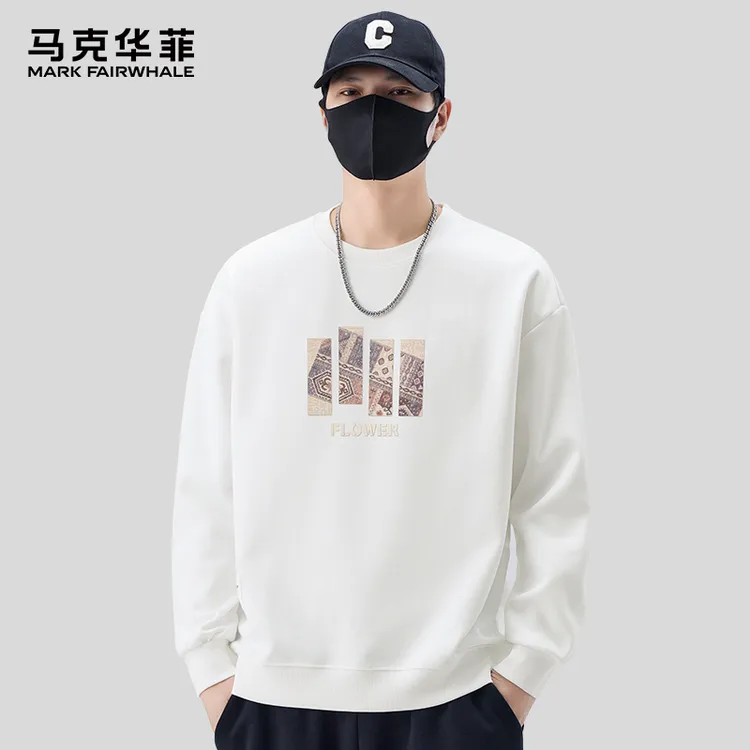 MARK FAIRWHALE/马克华菲潮牌重磅圆领长袖卫衣男士春秋宽松上衣