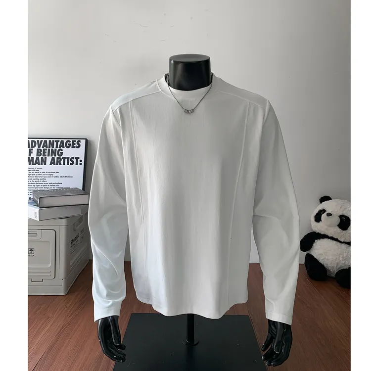 早秋正肩拼接长袖T恤男款cleanfit美式高街卫衣设计感半袖上衣服