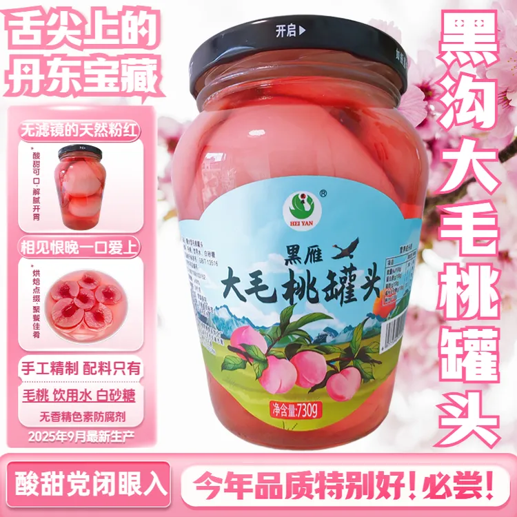 酸甜爆汁网红爆款黑沟大毛桃水果罐头休闲追剧解馋吃货低脂零食