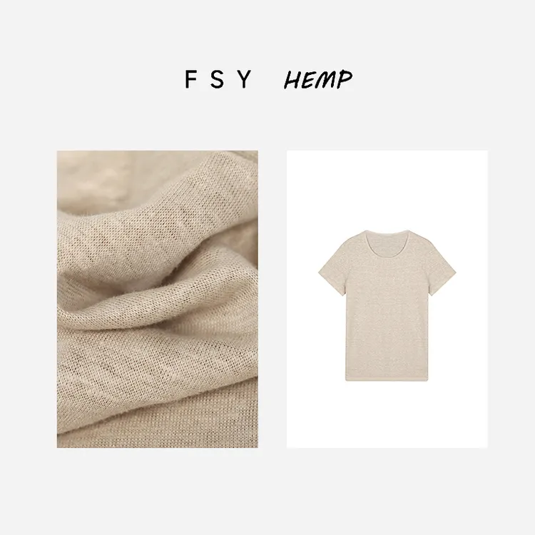 【女士】纯汉麻T恤针织上衣气质休闲女士2024247