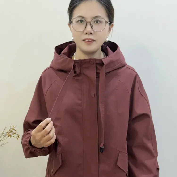 连帽纯色夹克衫上衣运动休闲风