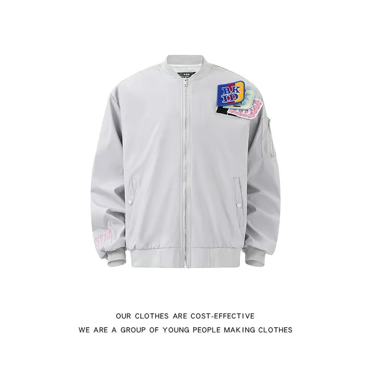 美式休闲字母刺绣宽松棒球服外套男春秋款2025新款爆款飞行员夹克