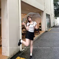 DGG怡560054【初恋序曲】 复古学院风短袖T恤女气质淑女收腰上衣