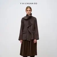 Y III CHUAN EO一川原创设计感慵懒高级垂感飘带毛呢薄款外套女