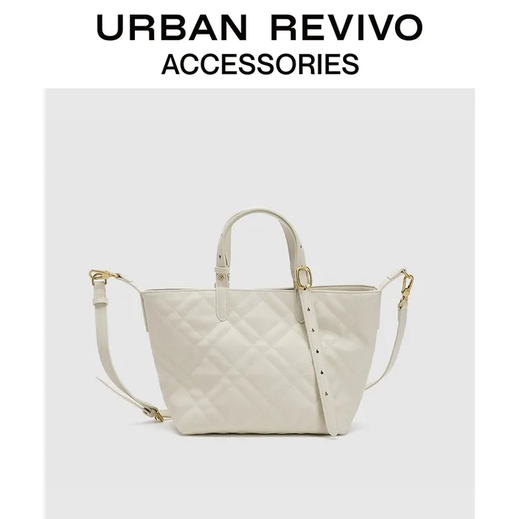 URBAN REVIVO2026春季新款女士菱格托特手提斜挎包UAWB60017+