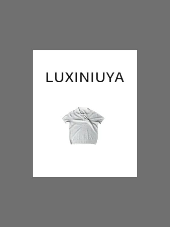 【LUXINIUYA】机场穿搭高品质100全羊毛Polo领短袖绿色上衣CX2876
