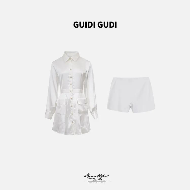 GUIDI GUDI【首秀】两件套时尚连衣裙+短裤套装/黄加蓝