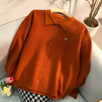 纪凡姬3922-高级感气质小翻领烫钻针织小衫女设计感高档针织衫