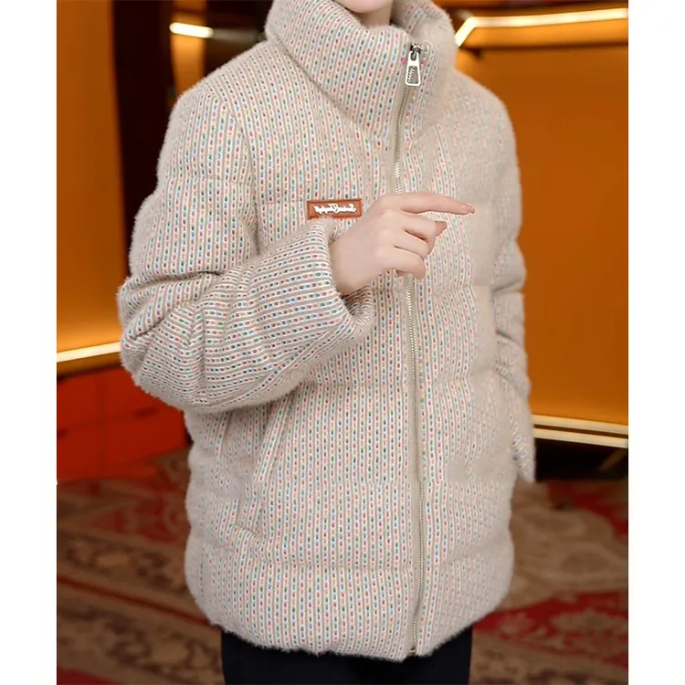 韩版高级感洋气拼接保暖立领女2025秋冬新款加厚百搭短外套潮