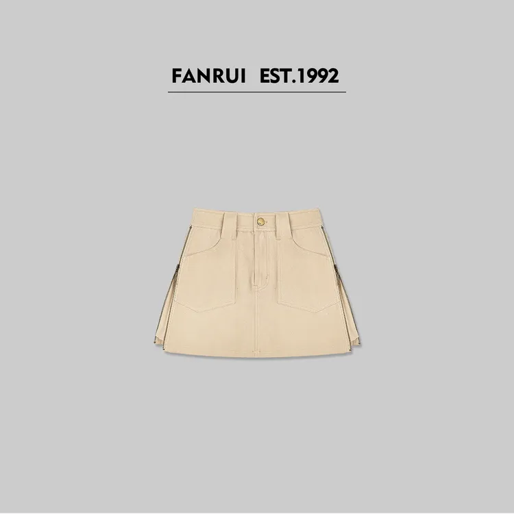FANRUI/泛芮「栀子千金」夏季侧边拉链设计感百搭新款A字短裤B15654