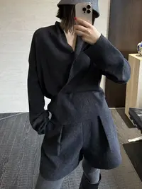 OSENSO“绒绒暖调-短裤”秋冬百搭显瘦羊毛立体褶花苞短裤KZ250943