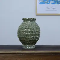 精选景德镇手工陶瓷花瓶仿宋棕黄渐变花口瓶欧式简奢家居摆件