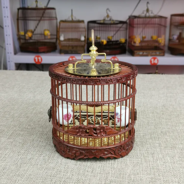 全雕刻蝈蝈笼配瓷碗