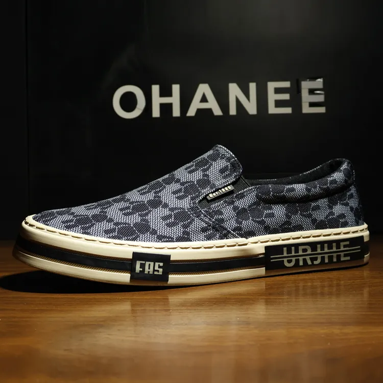 2025春秋新款低帮懒人鞋舒适时尚一脚蹬复古帆布潮流百搭潮鞋男鞋