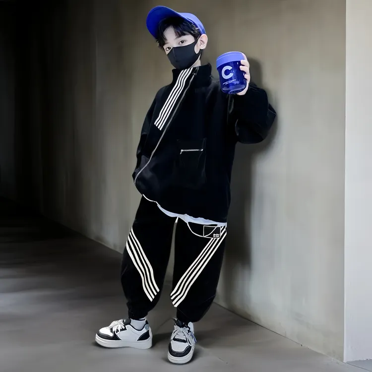 男童休闲长袖套装秋季儿童男童潮流帅气韩版亲肤舒适户外潮酷时尚