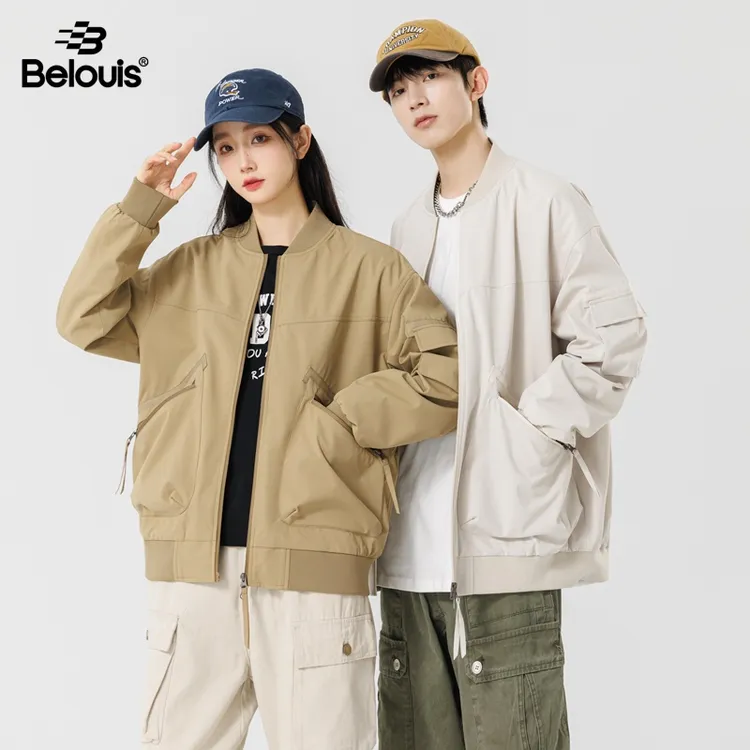 BELOUIS/比路易秋季立领飞行男生夹克外套时尚防水情侣男生夹克