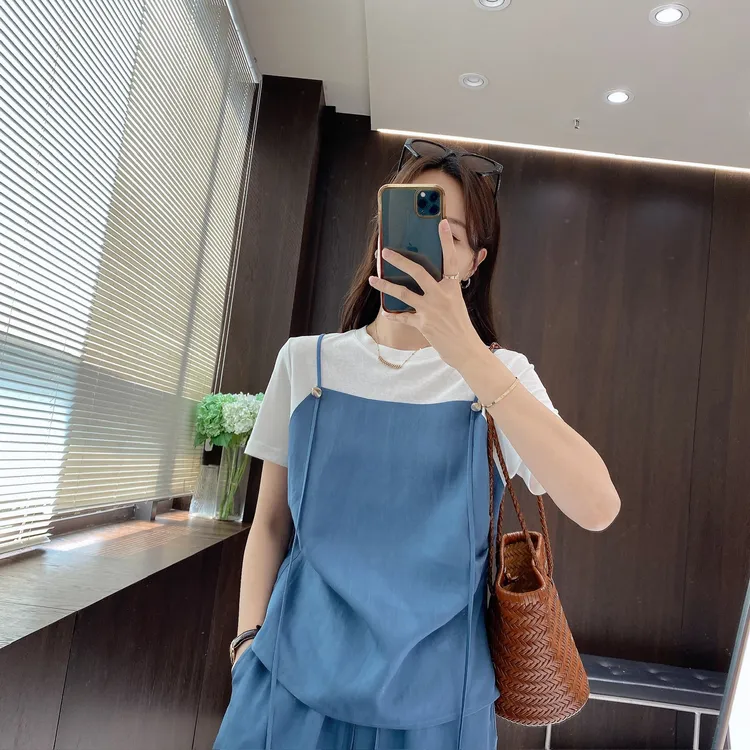 IMFLY金小金自制女装 莱赛尔亚麻套装DYW9323夏季显瘦设计感套装