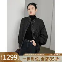 美洋MEIYANG 黑岩浮雕鹅绒服 刺绣提花肌理黑色羽绒外套