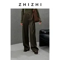 致知 月当窗 阔感斜纹肌理棉小弯刀裤25年冬季新款ZZ2EWWKZ027
