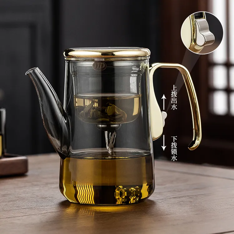 锌合金全玻璃内胆磁吸飘逸杯家用懒人泡茶器茶水分离泡茶壶带过滤