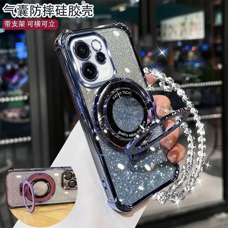 适用OPPOReno15手机壳PLW110轻奢款闪粉四角气囊防摔带镜头膜防摔