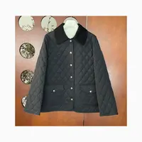 LNHJ【降温讯号】灯芯绒翻领菱格百搭长袖棉服