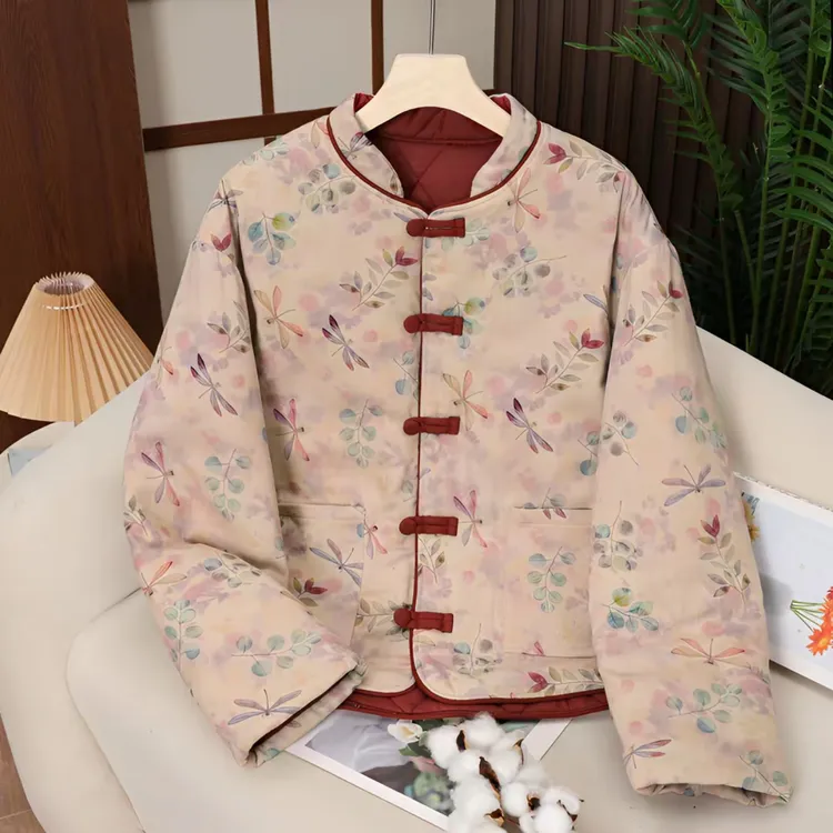 【100%新疆长绒棉棉袄）阔版慵懒风冬季新中式小立领盘扣加厚棉花袄