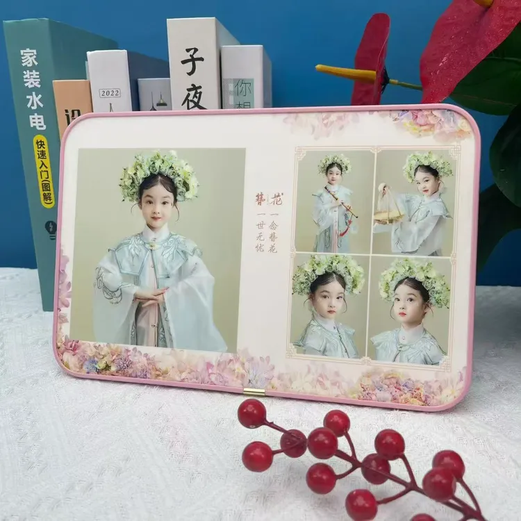  定制儿童宝宝古风中式汉服簪花写真相册洗照片做成水晶相框摆台