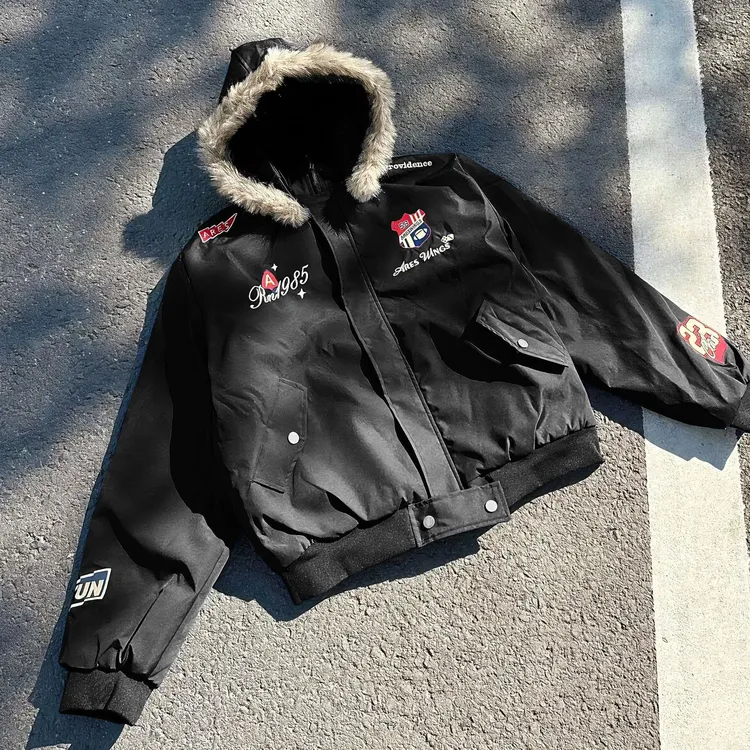 LEADHOPE美式复古刺绣徽章设计座山雕派克棉服款外套冬季加厚保暖