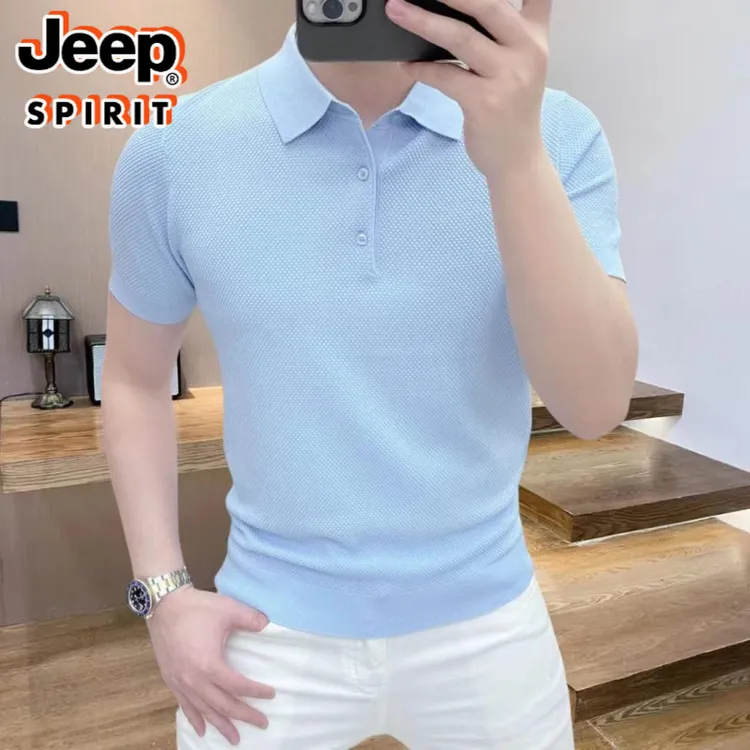 JEEPSPIRIT短袖T恤高档冰麻针织POLO衫男士夏季时尚休闲t桖半袖男